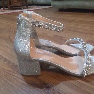 Gorgeous crystal rhinestone glitter dressy 2" heels sz 8